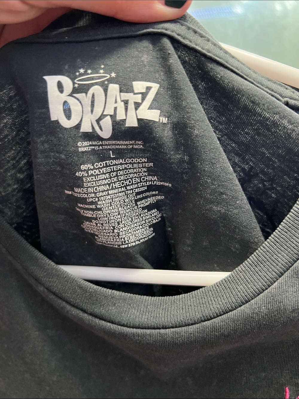 NWOT Bratz Black Graphic Cropped Tee with Neon Logo - Picture 2 of 5